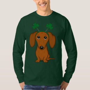 Funny Saint Patrick's Day Dog Dachshund Shamrocks T-Shirt