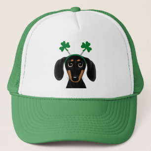 Funny Saint Patrick's Day Dog Dachshund Shamrocks Trucker Hat