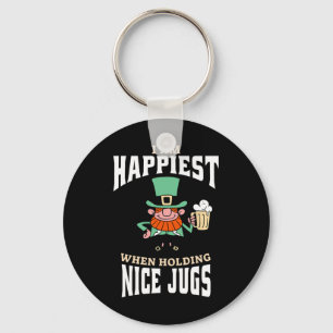 Funny Saint Patricks Day Leprechaun Beer Jugs Brea Key Ring