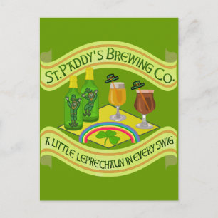 Funny Saint Patrick's Day Leprechaun Brewery Postcard