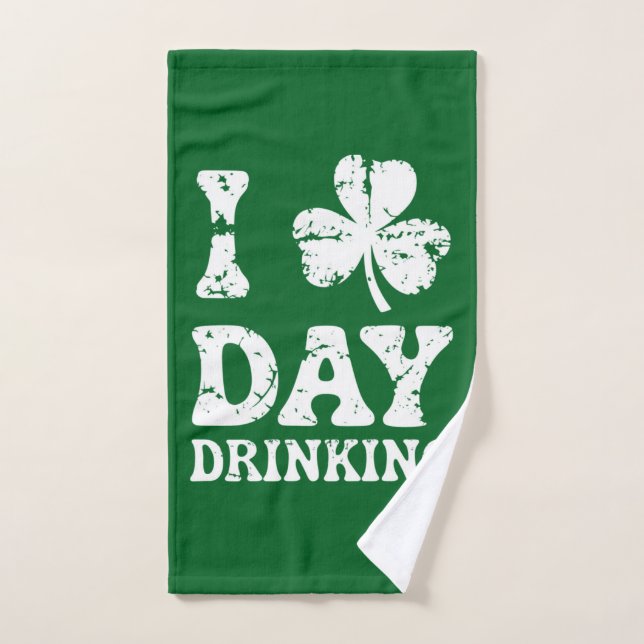 Funny Saint Patricks Day Party St Pats Funny Drink Hand Towel (Hand Towel)