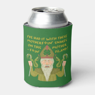 Funny Saint Patrick's Day Snakes Joke Green Irish Can Cooler