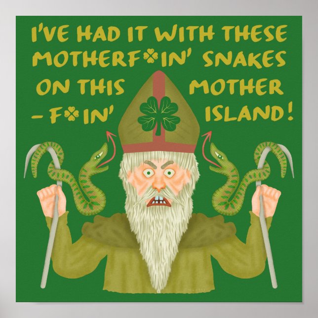 Funny Saint Patrick's Day Snakes Joke Green Irish Poster (Front)