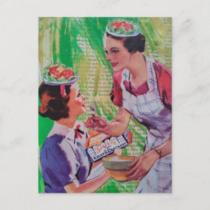 Funny Salad Hats collage Postcard