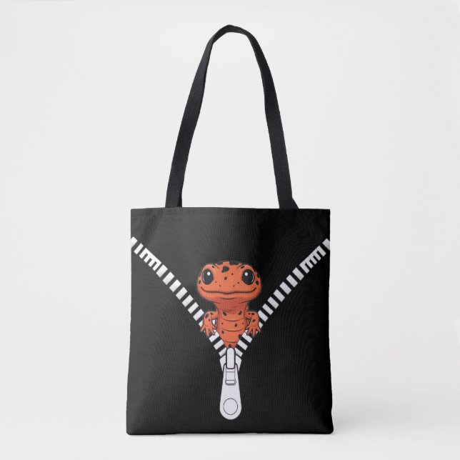 Funny Salamander Peek Tote Bag (Front)