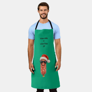 Funny salami kisses christmas apron
