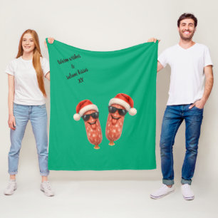 Funny salami kisses christmas fleece blanket