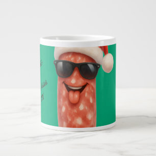 Funny salami kisses christmas large coffee mug