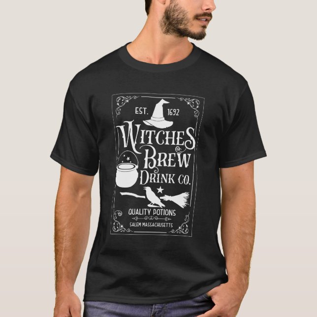 Funny Salem Witches Brew Drink Halloween Costume T-Shirt (Front)