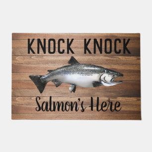 Funny Salmon Fishing Pun Knock Knock Doormat