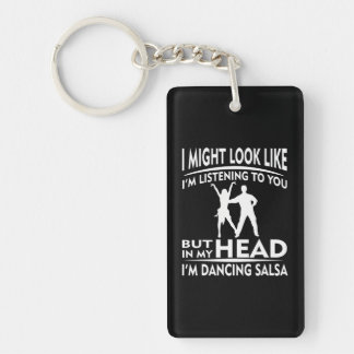 Funny Salsa Dancer Not Listening Saying Key Ring
