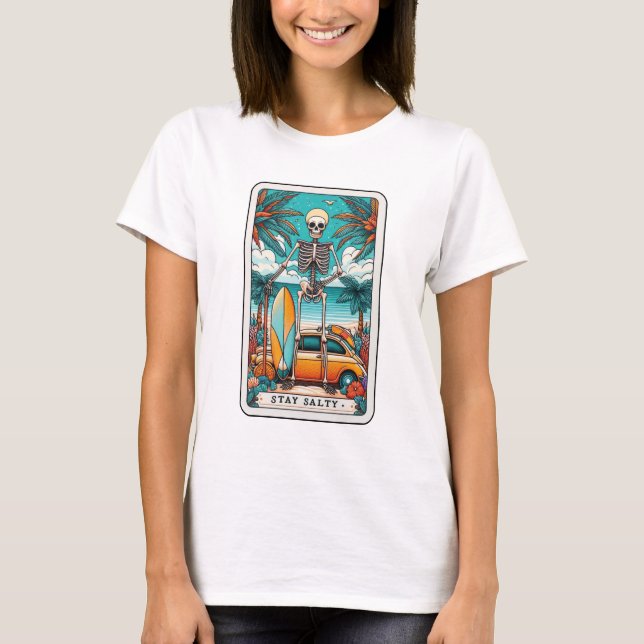 Funny Salty Skeleton Tarot T-Shirt (Front)
