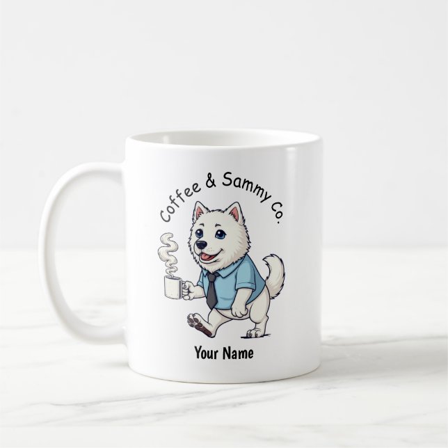 Funny Samoyed Dog Business Suit Coffee  Mug (Left)