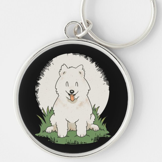 Funny Samoyed Dog Key Ring (Front)
