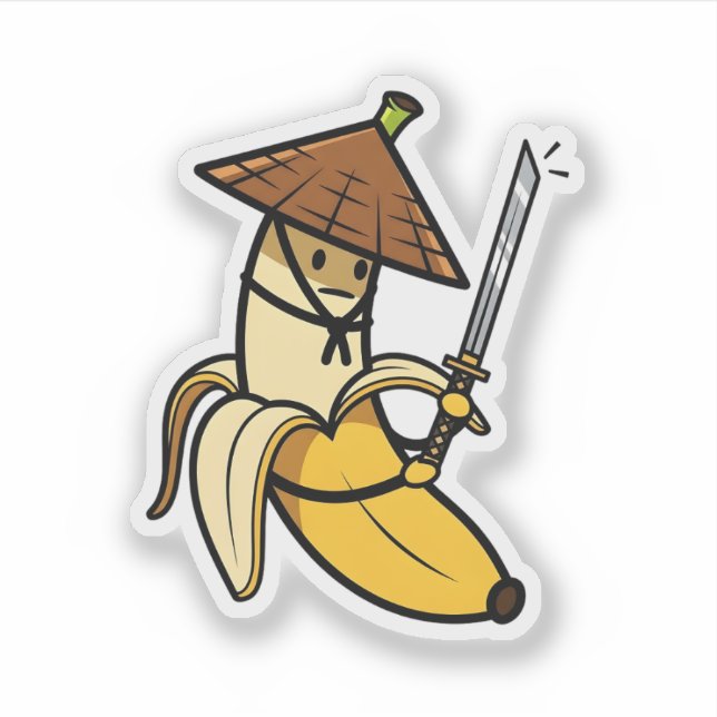 Funny Samurai Banana Ronin Cartoon Illustration (Front)