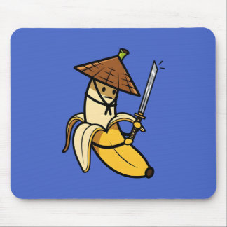 Funny Samurai Banana Ronin Cartoon Illustration Mouse Mat