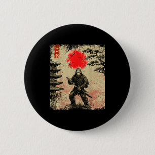 Funny Samurai Bigfoot Japanese Art Graphic Tee Ani 6 Cm Round Badge