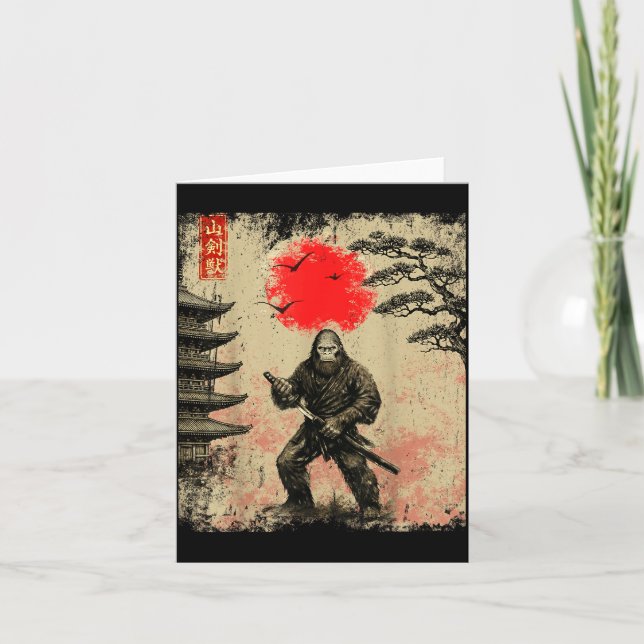 Funny Samurai Bigfoot Japanese Art Graphic Tee Ani Card (Front)