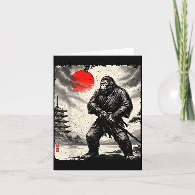 Funny Samurai Bigfoot Japanese Art Graphic Tee Ani Card (Front)
