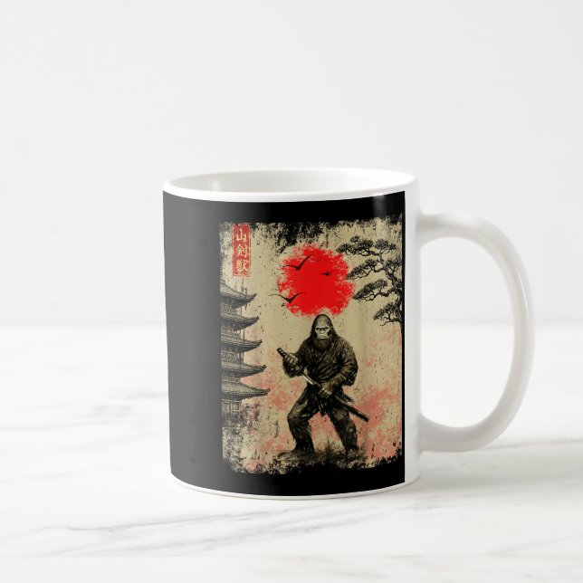 Funny Samurai Bigfoot Japanese Art Graphic Tee Ani Coffee Mug (Right)