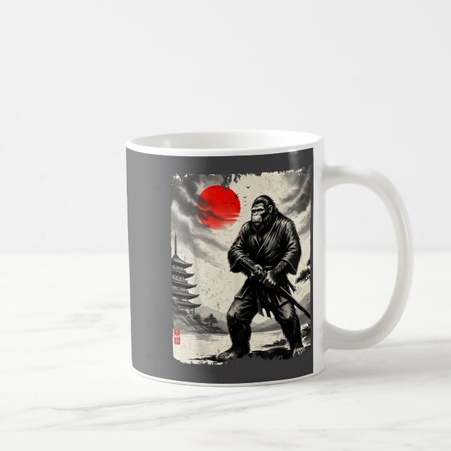 Funny Samurai Bigfoot Japanese Art Graphic Tee Ani Coffee Mug (Right)