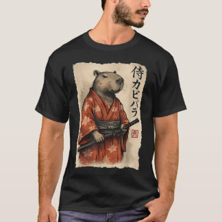 Funny Samurai Capybara Japanese Art Vintage T-Shirt