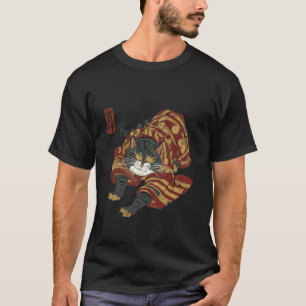 Funny Samurai Cat Japanese Art Ukiyo-e Warrior Har T-Shirt