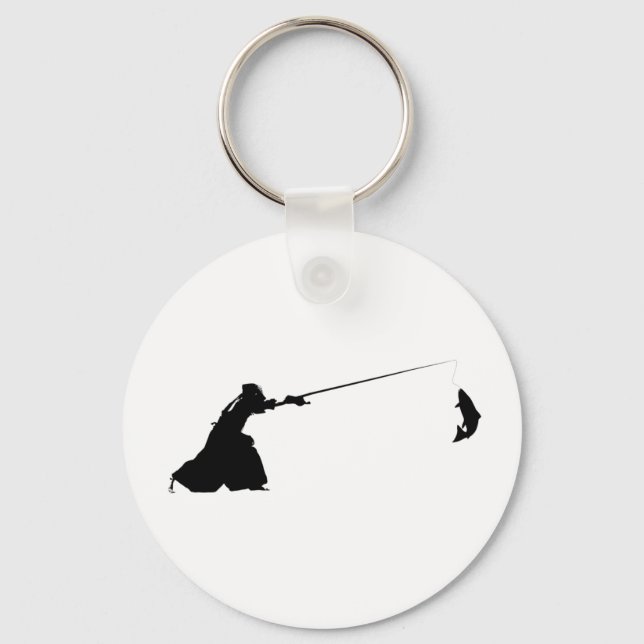 Funny Samurai Kendo Fishing Key Ring (Front)