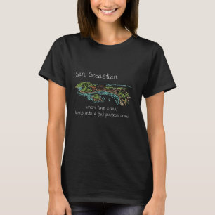 Funny San Sebastian Spain Souvenir Hand Drawn Art T-Shirt