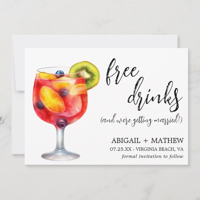 Funny Sangria Cocktail Drink Photo Wedding  Save The Date (Front)