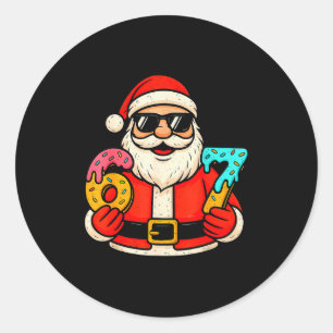 Funny Santa 67 Ice Cream Drip Christmas Xmas Teens Classic Round Sticker