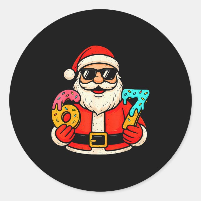 Funny Santa 67 Ice Cream Drip Christmas Xmas Teens Classic Round Sticker (Front)