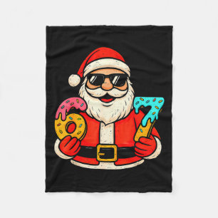 Funny Santa 67 Ice Cream Drip Christmas Xmas Teens Fleece Blanket