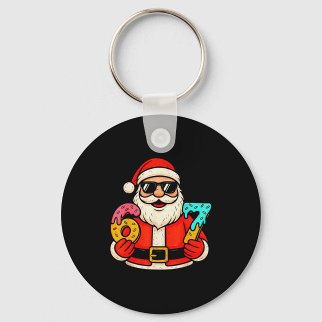Funny Santa 67 Ice Cream Drip Christmas Xmas Teens Key Ring (Front)