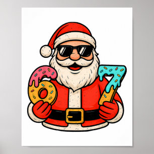Funny Santa 67 Ice Cream Drip Christmas Xmas Teens Poster