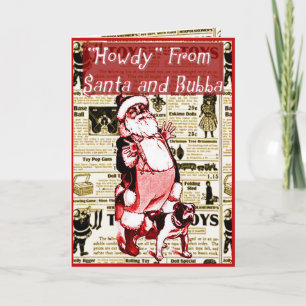 Funny Santa and His Dog Christmas card