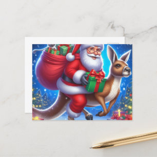 Funny Santa and Kangaroo Postcard