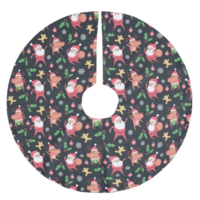 Funny Santa And Rabbits Brushed Polyester Tree Skirt (Front)