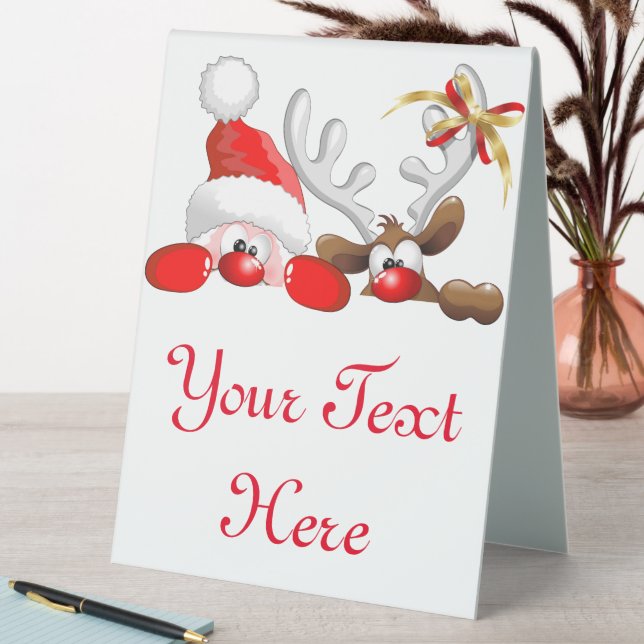 Funny Santa and Reindeer Cartoon        (In SItu (Table))