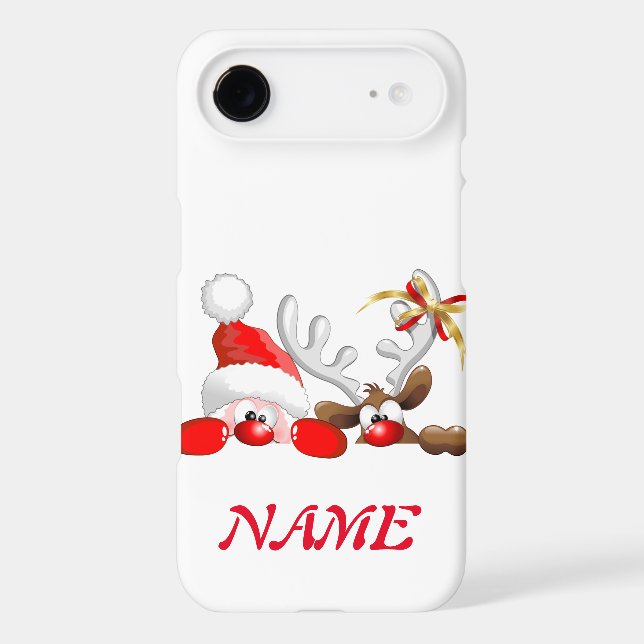 Funny Santa and Reindeer Cartoon         Case-Mate iPhone Case (Back)