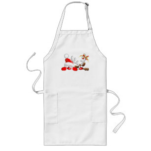Funny Santa and Reindeer Cartoon       Long Apron