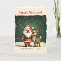 Funny Santa and Reindeer Christmas Card