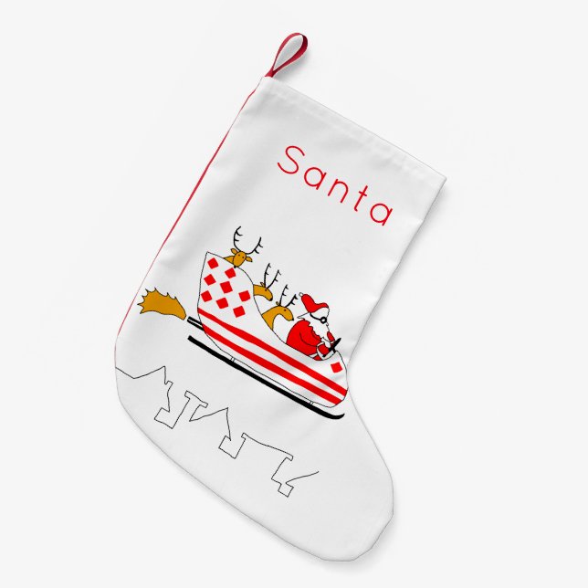 Funny Santa and reindeer sleigh Christmas Stocking (Front (Hanging))