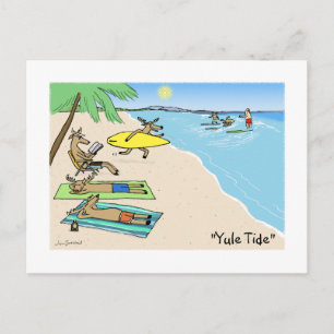 Funny Santa and Reindeer Surfing Vacation Holiday