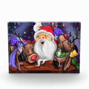 Funny Santa and Reindeers Christmas Party - Cheers Photo Block