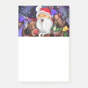 Funny Santa and Reindeers Christmas Party - Fun Post-it Notes