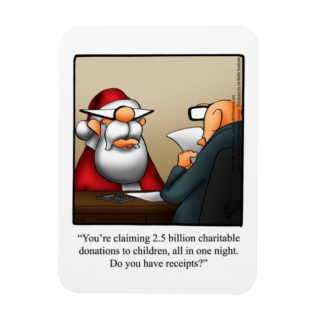 Funny Santa And The IRS Humour Magnet Gift (Vertical)