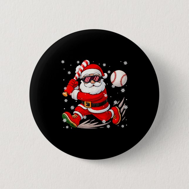 Funny Santa Baseball Christmas Pajamas Xmas Men Bo 6 Cm Round Badge (Front)