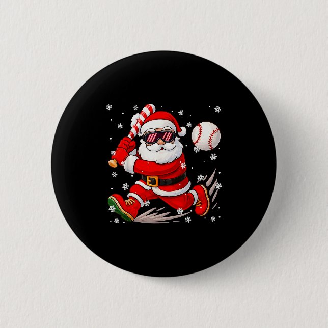 Funny Santa Baseball Christmas Pajamas Xmas Men Bo 6 Cm Round Badge (Front)