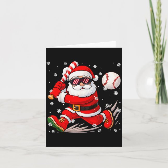 Funny Santa Baseball Christmas Pajamas Xmas Men Bo Card (Front)